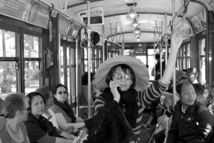 San Francisco, woman in streetcar