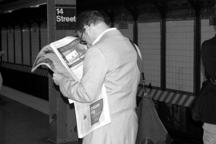 NYC, Subway, Man reading